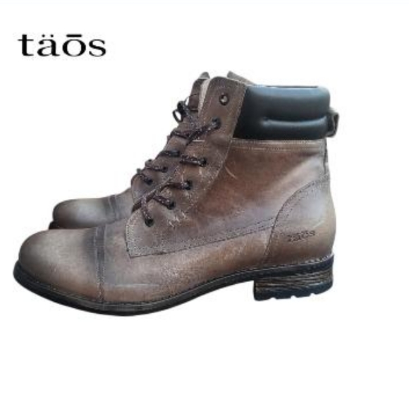 42 Taos Capstone Tobacco Brown Leather Ankle Combat Moto Lace Boot Women 11 11.5 - Picture 2 of 16